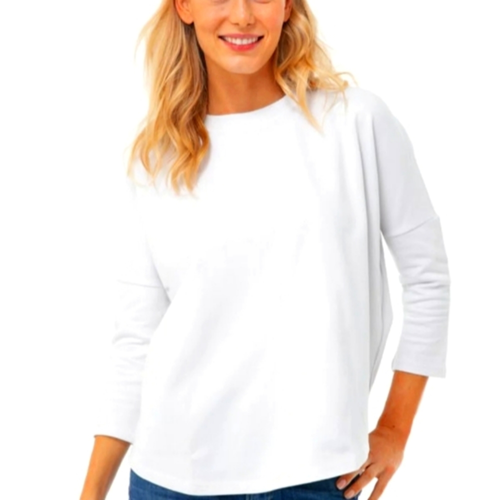 White Solid Swing Sweatshirt